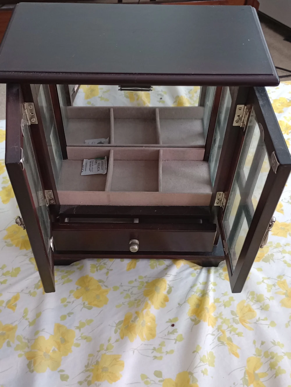 Wood Finish Jewelry Organizer Cabinet in Dark Brown